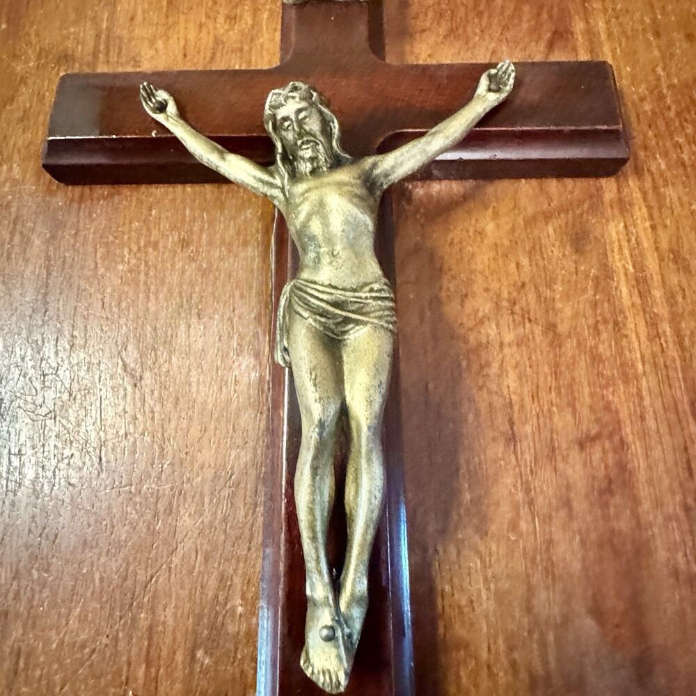 Vintage Wooden Crucifix Cross Jesus INRI Wall Hanging Catholic Religious 16”